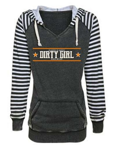Dirty Girl Racewear Dirt Late Model & Dirt Modified Classy & Sassy Striped Sleeve Hoodie